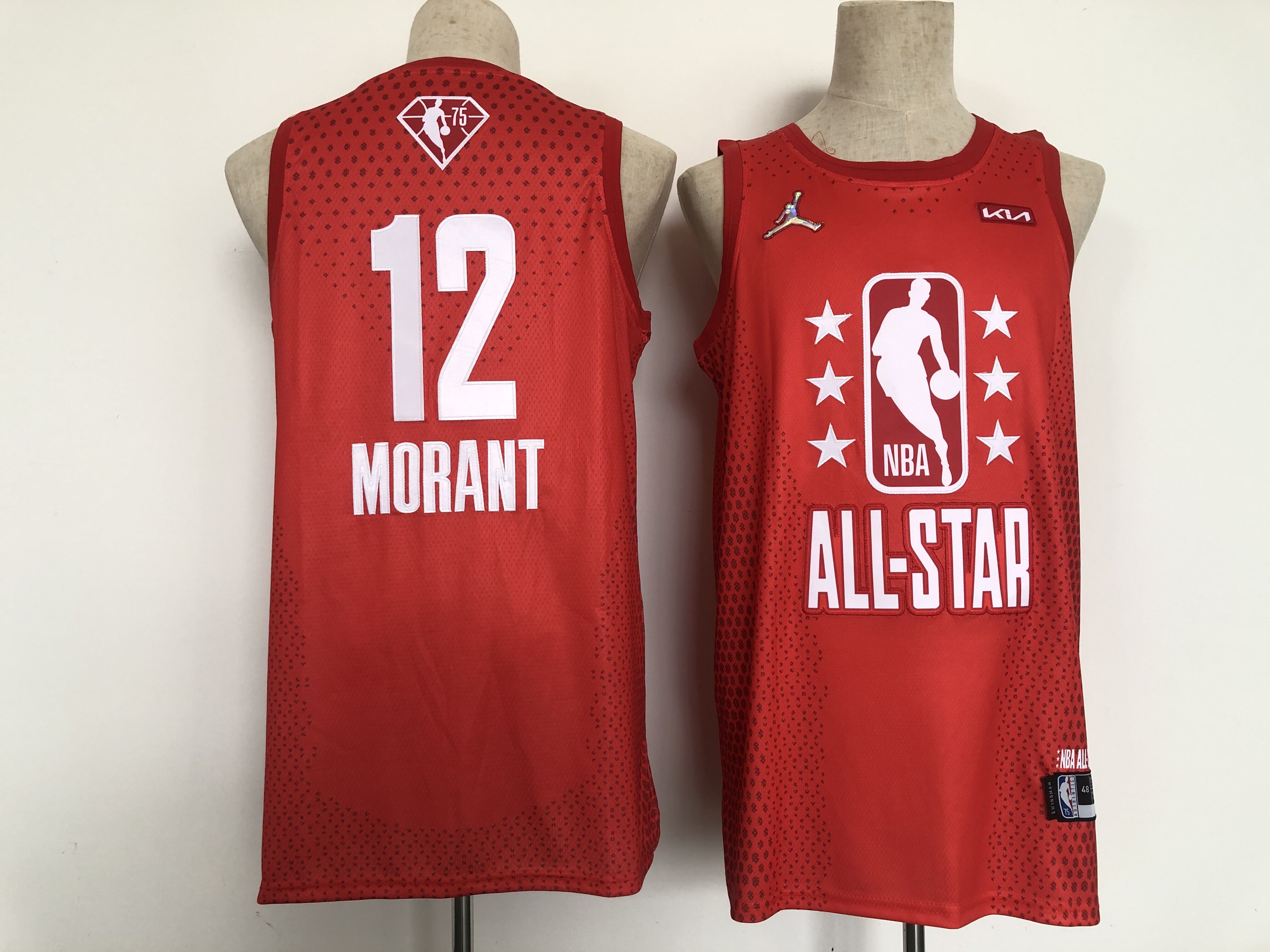 Men Memphis Grizzlies #12 Morant Red 2022 All Star NBA Jersey->memphis grizzlies->NBA Jersey